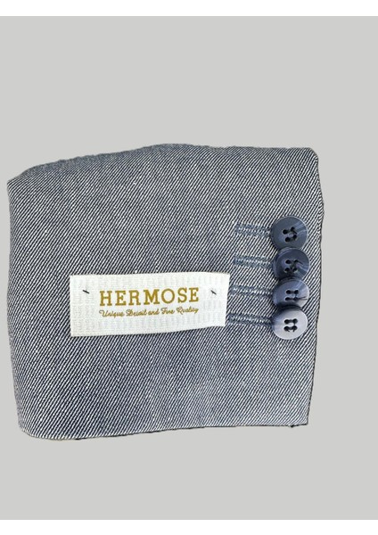 Gri Melanj Açık Mavi Kruvaze Takım Elbise – Modern Fit