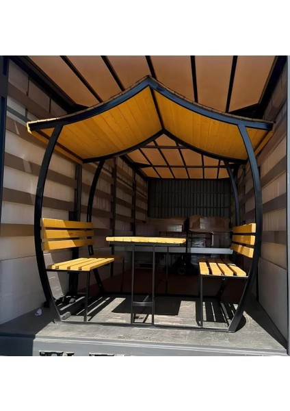 Japon Çatı Ahşap Kamelya Çardak 8 Kişilik Bahçe Masası modelleri