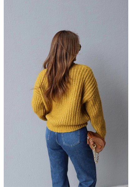 Hardal Örgü Desen Kazak fırsatları