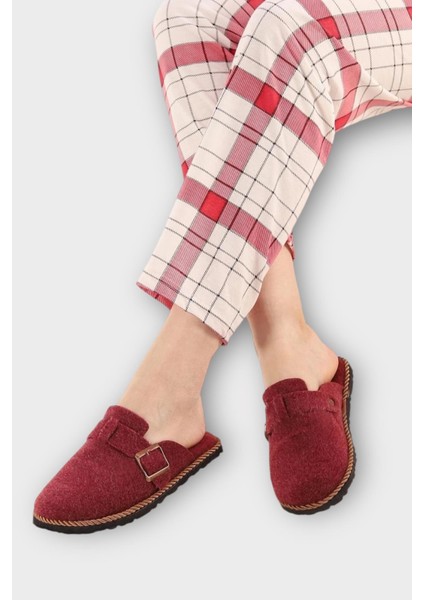 Tokalı Keçe Kumaşlı Ev Terliği Bordo fiyatları