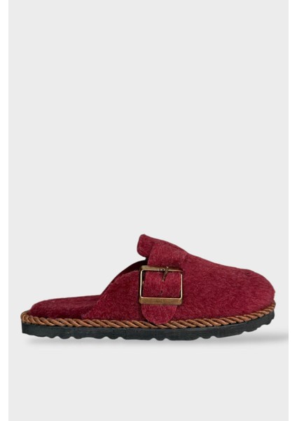 Tokalı Keçe Kumaşlı Ev Terliği Bordo modelleri