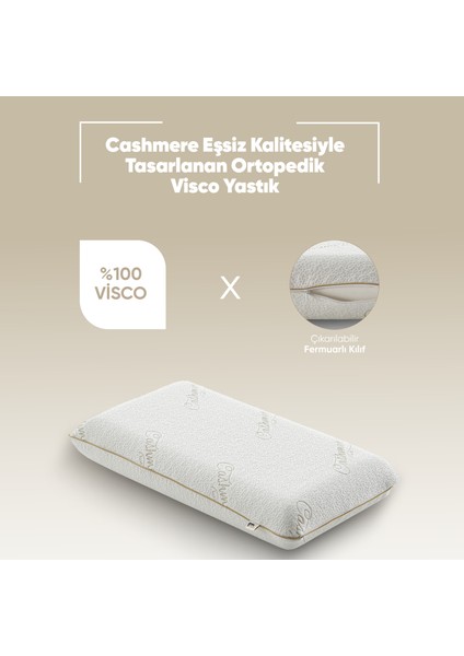 Kaşmir Visco Yastık - Özel Büyük Boy Cashmere Uyku Yastığı - [ortopedik] Kaşmir Kumaş Visko Yastık indirimleri