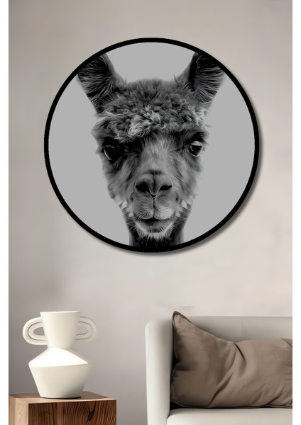 Dekoratif Ahşap Yuvarlak Çerçeve Görünümlü Tablo Alpaka Surat