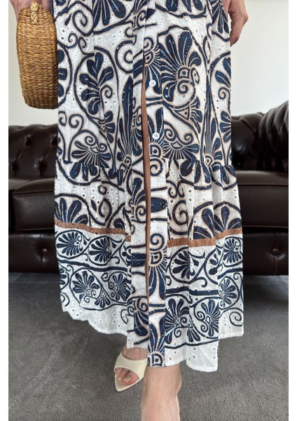 Kır Çiçeği - Hasır Kemerli Premium Elbise- Ekru