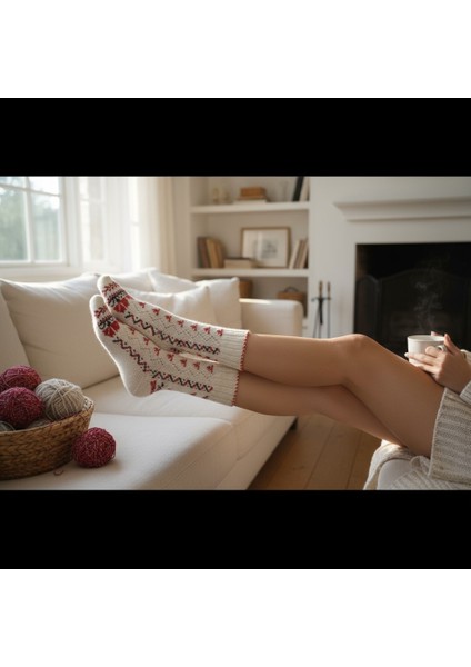 El Emeği Balıkesir Yöresi Kadın Kışlık Yün Çorap – El Örgüsü, Doğal Yün, Sıcak Tutarlı, El Yapımı Desenli fiyatları