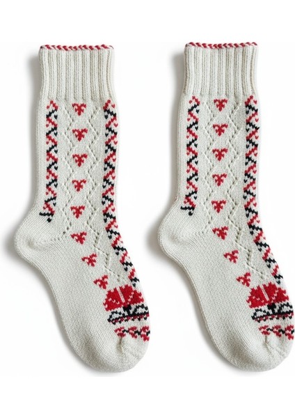 El Emeği Balıkesir Yöresi Kadın Kışlık Yün Çorap – El Örgüsü, Doğal Yün, Sıcak Tutarlı, El Yapımı Desenli indirimleri