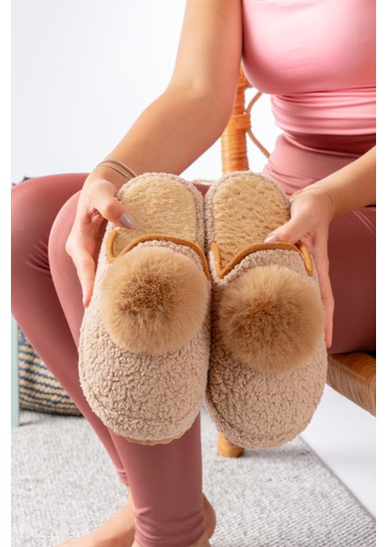 Kadın Ev Terliği Ponpon Şık Giyim Hediyelik Çeyiz Bohça Misafir Terliği