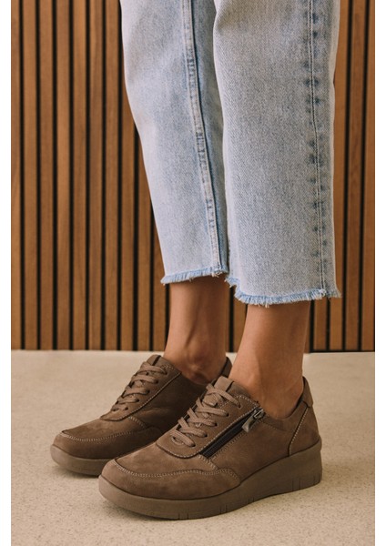 , Kadın Hakiki Deri Konfor Ayakkabı 153359Z218 Vizon fiyatları