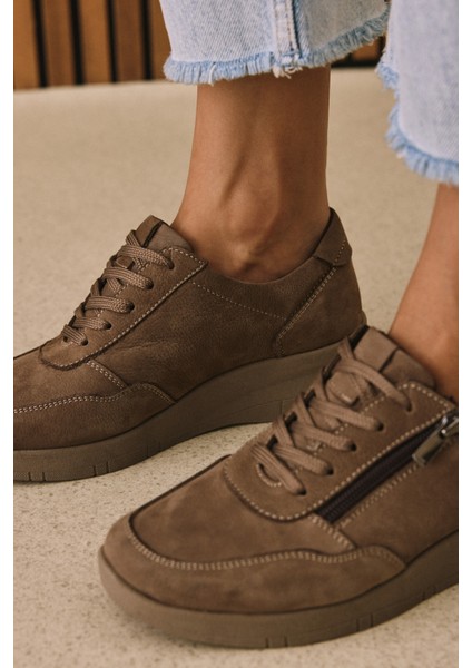 , Kadın Hakiki Deri Konfor Ayakkabı 153359Z218 Vizon fırsatları