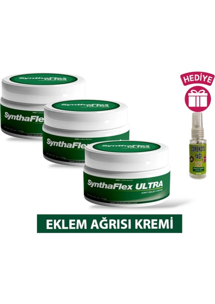 Kişisel Ecza Synthaflex Ultra Kas ve Krem 100 ml x 3 Adet + Çörek Otu Yağı 30 ml Hediye