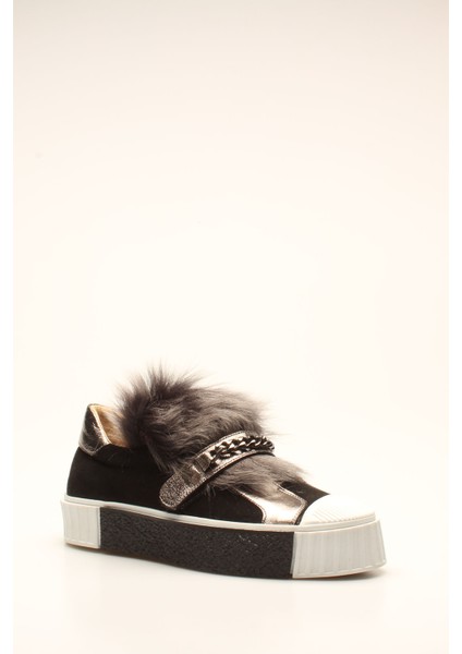 Idil Siyah Hakiki Deri Suet Platin Kadın Spor modelleri