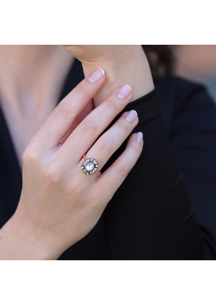 Elips Elmas Montür Modeli Rose Gold Gümüş Yüzük