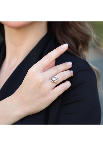 Elips Elmas Montür Modeli Rose Gold Gümüş Yüzük fiyatları