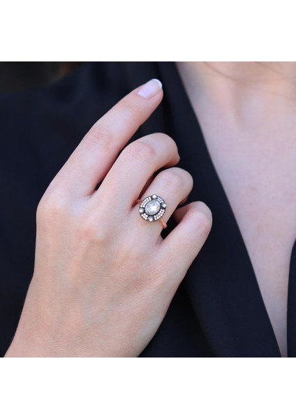 Elips Elmas Montür Modeli Rose Gold Gümüş Yüzük modelleri