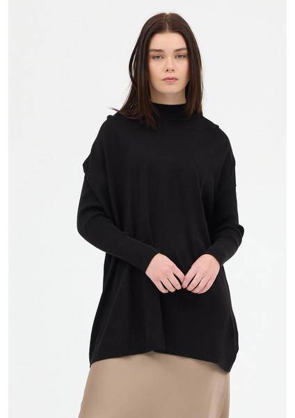 Siyah Balıkçı Yaka Triko Tunik 5315