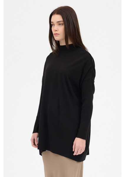 Siyah Balıkçı Yaka Triko Tunik 5315