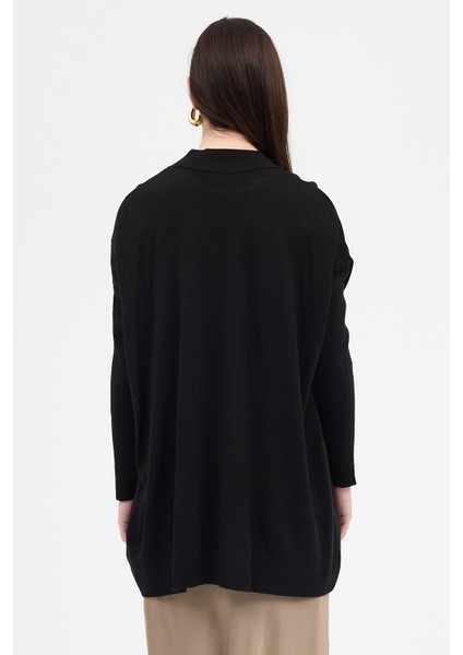 Siyah Balıkçı Yaka Triko Tunik 5315
