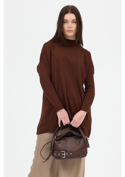 Acı Kahve Balıkçı Yaka Triko Tunik 5315