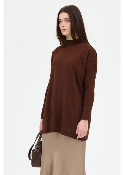 Acı Kahve Balıkçı Yaka Triko Tunik 5315