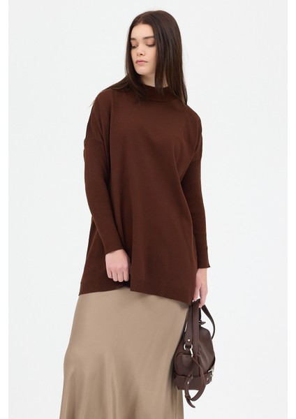 Acı Kahve Balıkçı Yaka Triko Tunik 5315