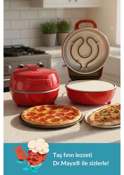 | Çok Amaçlı Taş Fırın | Pizza, Lahmacun, Ekmek ve Tandır Yapma Makinesi- Dm SO07 - Siyah, Kırmızı, Beyaz