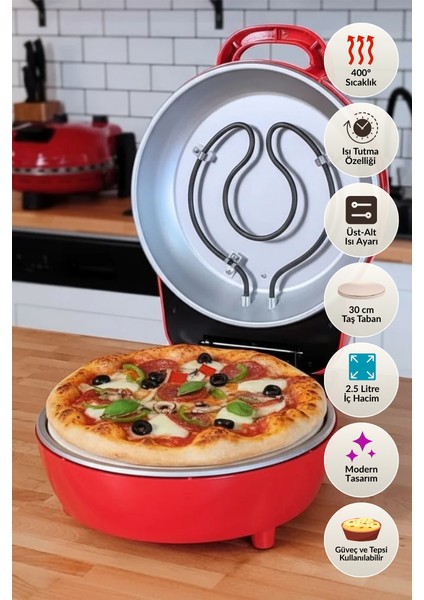 | Çok Amaçlı Taş Fırın | Pizza, Lahmacun, Ekmek ve Tandır Yapma Makinesi- Dm SO07 - Siyah, Kırmızı, Beyaz fiyatları