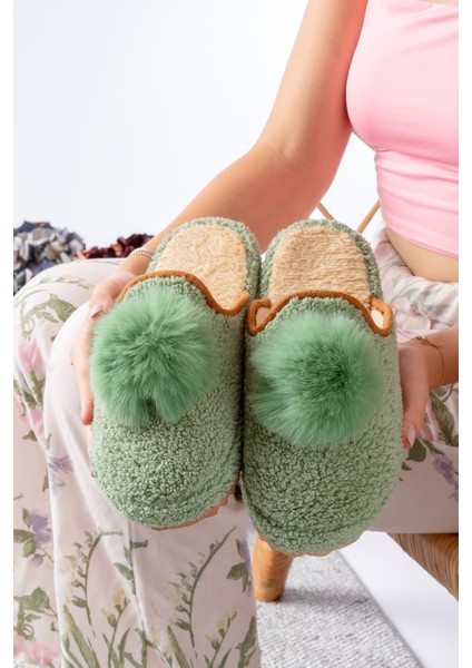 Kadın Ev Terliği Ponpon Şık Giyim Hediyelik Çeyiz Bohça Misafir Terliği