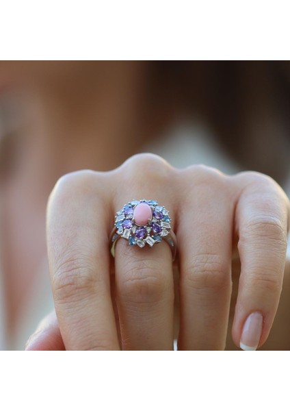 Aria Stone Serisi Renkli Gümüş Yüzük modelleri