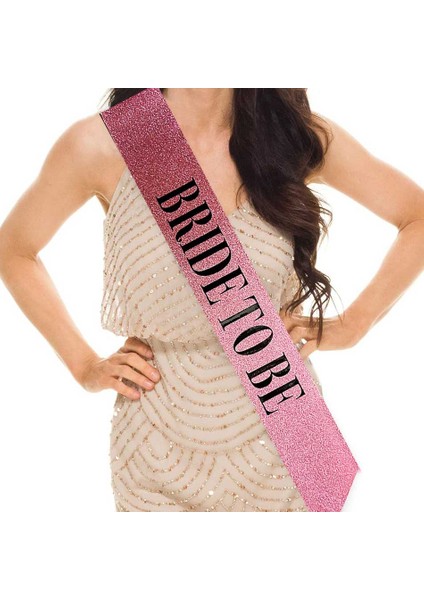 Pembe Üzeri Siyah Kalın Bride To Be Yazılı Simli Işıltılı Kuşak Kemer 10x80 cm fiyatları