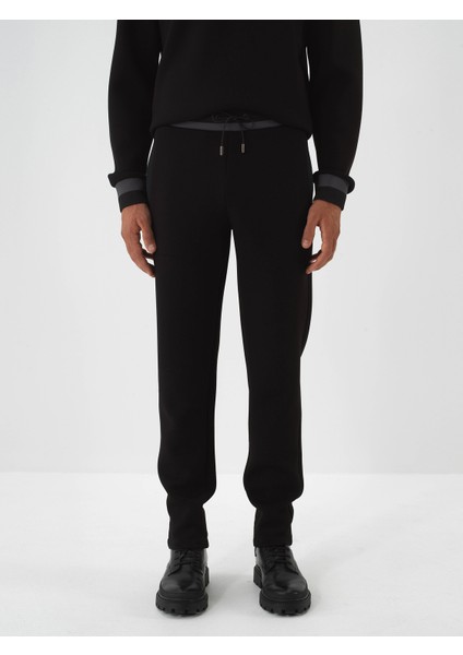 Erkek Siyah Pamuk Dokulu Regular Fit Sweat Pantolon