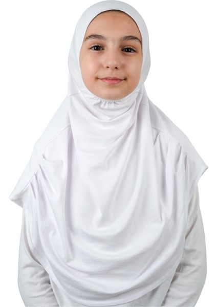 Pratik Hazır Geçmeli Çocuk Şal Beyaz