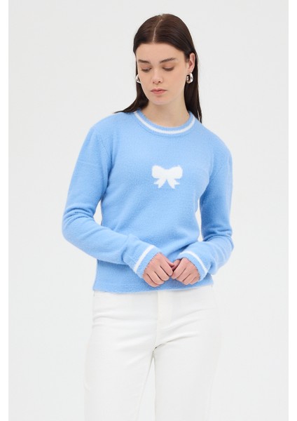 Bebe Mavi Bisiklet Yaka Kurdele Detaylı Kadın Kazak 2359 fiyatları