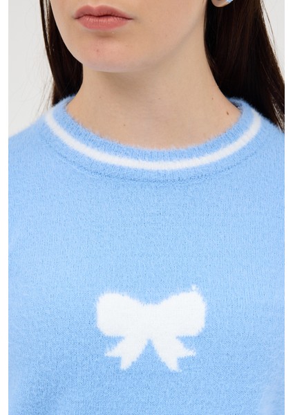 Bebe Mavi Bisiklet Yaka Kurdele Detaylı Kadın Kazak 2359 indirimleri