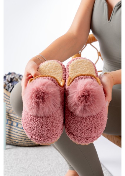 Kadın Ev Terliği Ponpon Şık Giyim Hediyelik Çeyiz Bohça Misafir Terliği