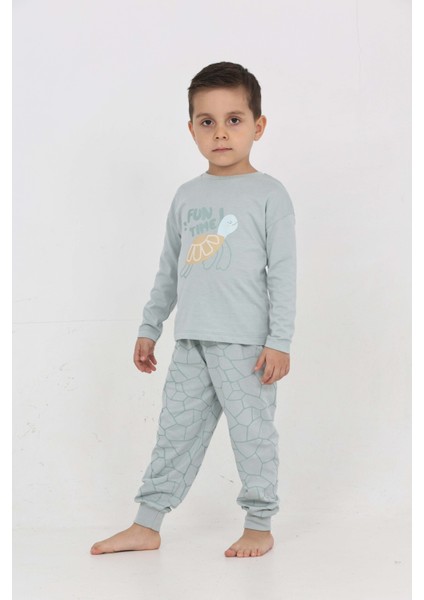 Erkek Çocuk Kaplumbağa Baskılı Pijama Takım modelleri
