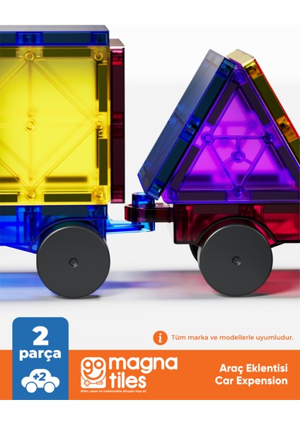 Go Magna-Tiles 2 Adet Araba Eklentisi Manyetik Oyuncak - Manyetik Yapı Blokları fırsatları