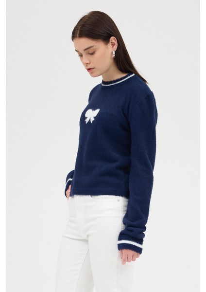 Laci Bisiklet Yaka Kurdele Detaylı Kadın Kazak 2359 modelleri