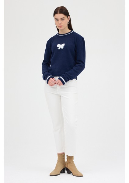 Laci Bisiklet Yaka Kurdele Detaylı Kadın Kazak 2359 fırsatları