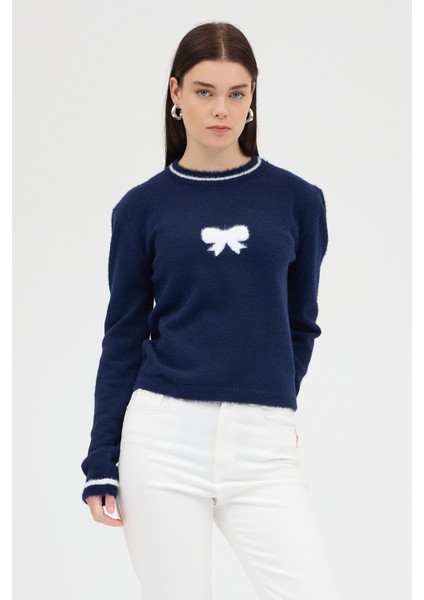 Laci Bisiklet Yaka Kurdele Detaylı Kadın Kazak 2359