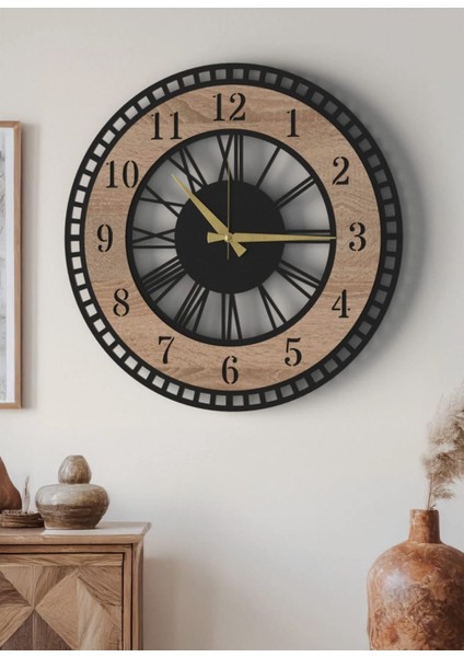 Modern Ahşap Duvar Saati Sağlam **çok Şık** ve Birarada..no:66
