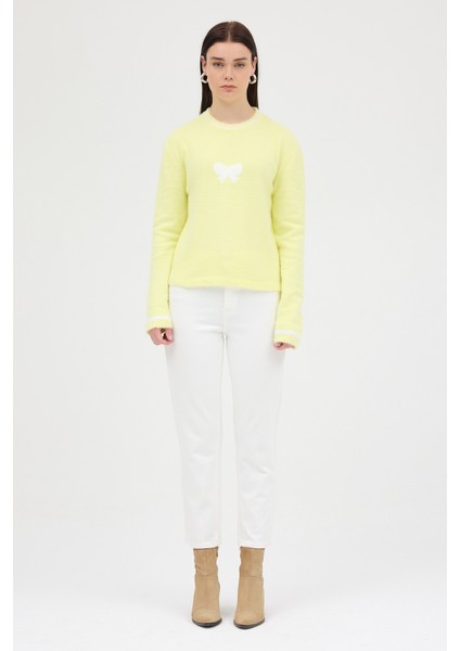 Sarı Bisiklet Yaka Kurdele Detaylı Kadın Kazak 2359 fırsatları