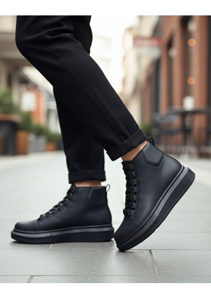 Bağcıklı Erkek Sneaker Bot Siyah (Siyah Taban) fiyatları