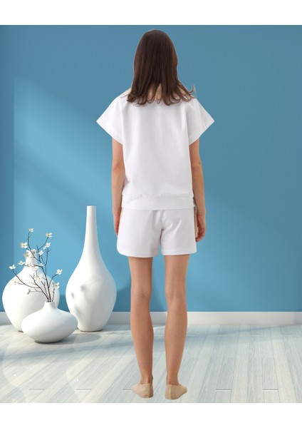 xint Kadın Oversize Yarım Fermuarlı Geniş Renkli Yakalı Örme Pamuklu Kısa Kollu Sweatshırt fırsatları