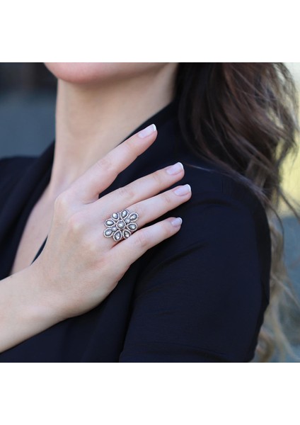 Elmas Montür Modeli Rose Gold Gümüş Yüzük fiyatları