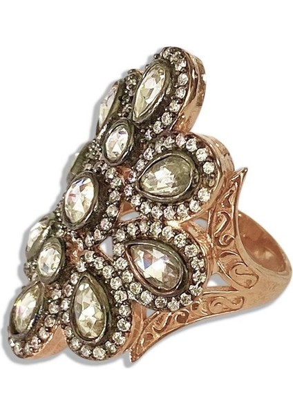 Elmas Montür Modeli Rose Gold Gümüş Yüzük