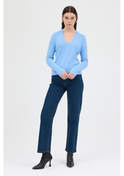 Bebe Mavi V Yaka Triko Kadın Kazak 2217 fırsatları