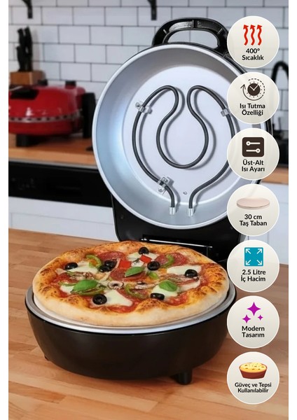 | Çok Amaçlı Taş Fırın | Pizza, Lahmacun, Ekmek ve Tandır Yapma Makinesi - Dm SO07 - Siyah, Kırmızı, Beyaz fiyatları