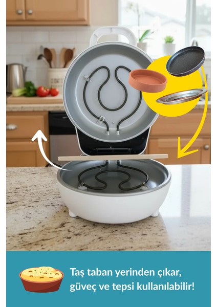 | Çok Amaçlı Taş Fırın | Pizza, Lahmacun, Ekmek ve Tandır Yapma Makinesi - Dm SO07 - Siyah, Kırmızı, Beyaz