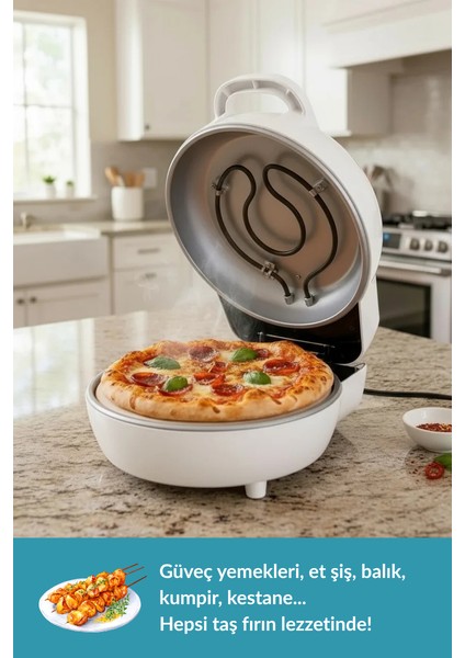 | Çok Amaçlı Taş Fırın | Pizza, Lahmacun, Ekmek ve Tandır Yapma Makinesi - Dm SO07 - Siyah, Kırmızı, Beyaz