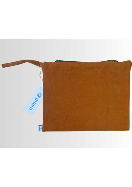 Fitilli Kadife Kiremit Kalem Kutusu & Makyaj Çantası – 25X21 cm